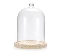 SUMNACON Glass Display Cloche Dome with Solid Wooden Base & Globe, 12*15cm | Decorative Clear Display Bell Jar Glass Cover Dome Cloche Showcase for Plant, Collection, Toy, Crystal (No Plant)