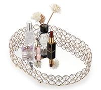 Sumnacon Gold Vanity Mirror Tray Jewelry Perfume Organizer Tray Decorative Glass Cosmetic Tray for Bathroom Bedroom Home Decor Dresser Tabletop Countertop (Oval 30 * 22CM)