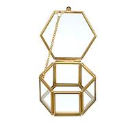 SUMNACON Jewelry Decorative Box Glass Trinket Makeup Organizer Gift Box Jewelry Display Holder for Earrings,Necklaces,Rings (Golden,Small)