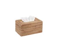 Sumnacon Large Rectangle Rattan Tissue Box Cover, Wicker Decorative Tissue Holder for Bathroom, Living Room, Kitchen, Desk & Office (Yellow)