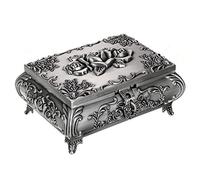 SUMNACON Metal Trinket Storage Box Antique Jewellery Storage Case Rectangle Storage Box for Ring Necklaces Earrings Trinket Keepsake Display Organizer