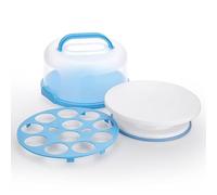 SUMNACON Plastic Cake Holder with Cover and Handle, 10 Inch Cake Storage Container Cupcake Box Cake Carrier with Turntable for Cake Cupcake Muffin Pie Storage and Transport