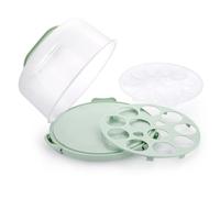 SUMNACON Plastic Cake Holder with Cover and Handle, 10 Inch Round Cake Carrier Cake Storage Container Cupcake Box with Egg Containers Egg Tray for Cake Cupcake Muffin Pie Storage and Transport (Green)