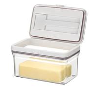 SUMNACON Plastic Clear Butter Dish Butter Container with White Lid and Matching Knife, Countertop Storage Container Holder Butter Keeper Tray for West East Coast Butter