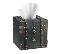 Sumnacon Retro Wood Square Tissue Box Cover Vintage Cube Tissue Holder, Decorative Tissue Holder for Bedroom Bathroom Toilet Table Desk Car Store Office Home, Green