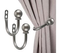 Sumnacon Set of 2 Decorative Curtain Holdbacks, Wall Mounted Aluminum Alloy Window Drapery Tiebacks for Bedroom, Livingroom Office Come with Screws, Grey