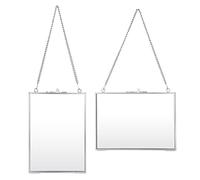 SumnaCon Set of 2 Glass Hanging Picture Frame Wall Art Display, Decorative Wall Mounted Photo Frame for Picture, Artwork, Specimen (5 * 7 inch) (Silver)