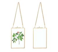 SUMNACON Set of 2 Golden Glass Hanging Picture Frame Artwork Display Frame, Wall Mounted Hanging Photo Display Frame Decorative Hanging Frame for Picture Artwork (Vertical, 4 * 6 inch)