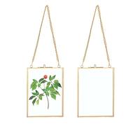 SUMNACON Set of 2 Golden Glass Hanging Picture Frame Artwork Display Frame, Wall Mounted Hanging Photo Display Frame Decorative Hanging Frame for Picture Artwork (Vertical, 5 * 7 inch)