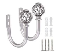 Sumnacon Set of 2 Metal Curtain Holdbacks - Wall Mounted Drapery Tiebacks with Screws, Decorative Window Treatment Holdbacks for Bedroom Livingroom Office, Silver