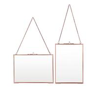 SUMNACON Set of 2 Rose Gold Glass Hanging Picture Frame Wall Artwork Display Frame, Decorative Wall Mounted Photo Frame Hanging Frame for Picture, Artwork, Specimen (5*7 inch, Horizontal and Vertical)