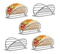 SUMNACON Set of 5 Stainless Steel Taco Holder Stands, Kitchen Restaurant Taco Stand Rack Soft & Hard Shell Taco Stand, Stainless Steel Rack for Sandwiches, Waffles, Hot Dogs