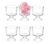 SUMNACON Set of 6 Glass Dessert Bowls, Clear 10 Oz Ice Cream Bowl Trifle Dish, Footed Fruit Parfait Cup Holder for Birthday Wedding Party Dessert Ice Cream Trifle Parfait Drink