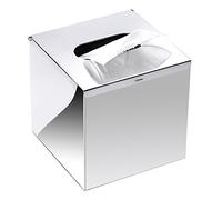 Sumnacon Square Stainless Steel Tissue Box Cover - Stylish Cube Facial Tissue Holder, Modern Metal Tissue Box Holder for Bedroom Bathroom Vanity Countertop Dresser Night Stand Office Car (Silver)