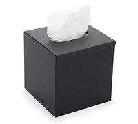 Sumnacon Square Tissue Box Cover - Stylish Cube Stainless Steel Tissue Box Holder, Modern Metal Facial Tissue Holder for Dresser Table Night Stand Bathroom Vanity Home Office Bar Wall Decor, Black