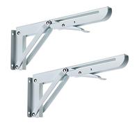 Sumnacon Sturdy Folding Shelf Brackets - Heavy Duty White Metal Triangle Table Bench Folding Shelf Bracket 10 Inch, 2 Pcs Folding Shelf Hinge Wall Mounted, Max Load 132lb