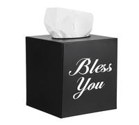 Sumnacon Tissue Box Cover Square, Bless You Tissue Holders, Decorative Tissue Box Holder Open Bottom, Cube Metal Tissue Cover for Bathroom, Bedroom, Living Room, Office, Tabletop, Gift Option, Black