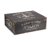 SUMNACON Wooden PU Leather Storage Treasure Box, Decorative Jewelry Trinket Box Keepsakes Organizer, 27x21.5x9.5CM Rectangle Storage Box Organizer for Jewelry, Treasure, Keepsake (Black Letter)