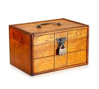 SUMNACON Wooden Vintage Treasure Chest Storage Box with Lock, Decorative Brown Souvenir Container Keepsakes Storage Organizer Rectangle Jewelry Trinket Chest for Home Decorations Gifts (Size L)