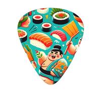 Sumo-Japanese-Sushi 12 Pack Guitar Picks With 3 Thicknesses And Storage Box, Abs Plectrums For Electric Bass Guitar Players