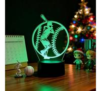 Sumokaii 3D Baseball Batter Night Light, 7 Colours Changing LED Lamp, Baseball Player Themed Decor, Ideal Choice for Boys, Kids and Baseball Fans.