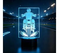 Sumokaii 3D Illusion Motorcycle Rider Night Light, LED Motorbike Lamp with Touch Control, 7 Colour Changing Desk Lamp, Cool Biker Gift for Men Boys, Bedroom Decor Lighting.