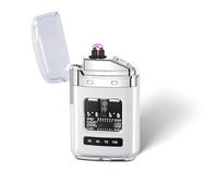 Sumokaii Electric Lighter, Type-C Rechargeable Lighter, Dual Arc Design Ligh-ter, Windproof Ligh-ter, LED Power Display, Windproof Plasma Dual Arc, Compact and Easy to Carry, High-value Gift (White)