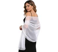 Sumolux Chiffon Shawls and Wraps for Evening Dresses Women Soft Silky Elegant Wedding Bridal Scarve, White, L (79"×28")