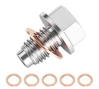 Sump Plug,Sump Plug Washer,Oil Sump Plug,Magnetic Oil Drain Plug M12x1.75 with 5 Copper Crush Washers Universal for Most Cars Motorcycle Engine Protection (M12x1.75)
