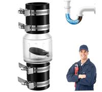 Sump Pump Check Valve, 1 1/2 Inch, Model CV-150 Quiet Check Valve with Buna-N Couplings, Spring-Loaded Flapper and Stainless Steel Clamps fit 1-1/2″ Pipe