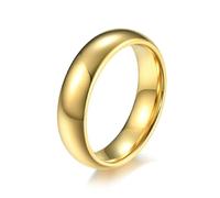 Sumpgle 18K Gold Plated Tungsten Steel Ring Minimalist Unisex Design Inner Outer Curve Tungsten Ring Gender-Neutral Jewelry
