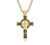 Sumpgle Celtic Knot Cross Necklace Titanium Steel Jewelry Men's Fashion Accessory Gold Black Silver Color Unisex Celtic Style Pendant