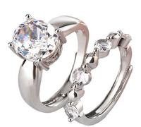 Sumpgle Couple Rings Set White Ice Flower-cut Elegant Jewelry Gift for Anniversary