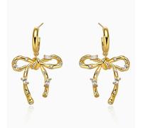 Sumpgle French Vintage Pretzel Knot Bow Pendant Necklace Sparkling Crystal Accents Delicate Chain Gift for Her