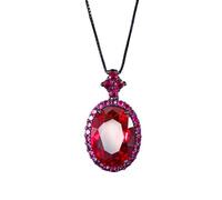 Sumpgle Gothic Imitation Ruby Jewelry Set with Black Gold Ring Pendant Necklace Dark Tone Gemstone Accessories for Women Elegant