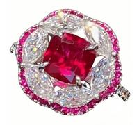 Sumpgle Imitation Padparadscha Floral Pendant Necklace Women Icy Cut Radiant Full Pave Cubic Zirconia Art Deco Gift Idea