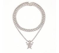 Sumpgle Lion Head Pendant Necklace for Men Hip-Hop Style Iced Out Tennis Chain Jewelry Gift