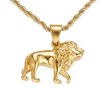 Sumpgle Lion Pendant Necklace Bold Cuban Chain Urban Style Unisex Jewelry Gift