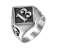Sumpgle Lucky Number 13 Ring Biker Style Stainless Steel Skull Rings Men's Vintage Silver Gold Jewelry Classic Fashion Present