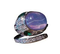 Sumpgle Luxury Serpent-Design Amethyst Jewelry Set with Adjustable Ring Gemstone Stud Earrings Stone Pendant Necklace for Women