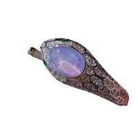 Sumpgle Luxury Serpent-Design Amethyst Jewelry Set with Adjustable Ring Gemstone Stud Earrings Stone Pendant Necklace for Women