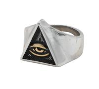 Sumpgle Masonic Eye Titanium Steel Ring for Men Vintage Triangle Design Gothic Symbol Jewelry Unique Mens Accessories Everyday Wear
