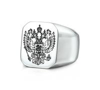 Sumpgle Stainless Steel Men's Ring Freemason Double headed Eagle Signet Ring Simple Letter G Titanium Steel Band