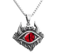 Sumpgle Titanium Steel Evil Eye Pendant Vintage Punk Style Stainless Steel Skull Eye Necklace
