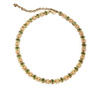 Sumpgle Vintage French Art Deco Green Crystal Pendant Necklace Sparkling Design Gift for Women