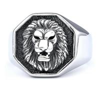 Sumpgle Vintage Gold Sun God Lion Head Rings Retro Stainless Steel Fashion Jewelry Men's Unique Present