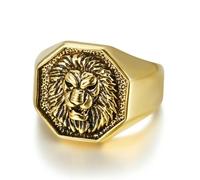 Sumpgle Vintage Gold Sun God Lion Head Rings Retro Stainless Steel Fashion Jewelry Men's Unique Present