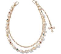 SUMPIGGER Fashionable Gold Chain for Pants Wallet Double Layer Pants Chain Pearl Rhinestones Cross Hip Hop Pocket Belt Accessory for Men Women, A, Zinc alloy, No Gemstone