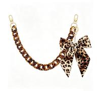 SUMPIGGER Leopard Print Purse Chain Strap 17.9 Inch, Chunky Acrylic Detachable Bag Handle Replacement with Bow Charm, Vintage Decor Chain Accessories for Tote Clutch Shoulder Purse & Women Handbag