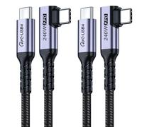 SUMPK 1m USB4 Cable 2 packs, 240W USB C to USB C Cable Right Angle, 40 Gbps High Speed Data, Single 8K/Dual 4k Display compatible for Thunderbolt 4, Thunderbolt 3, Monitor, iPhone 15 Pro Max